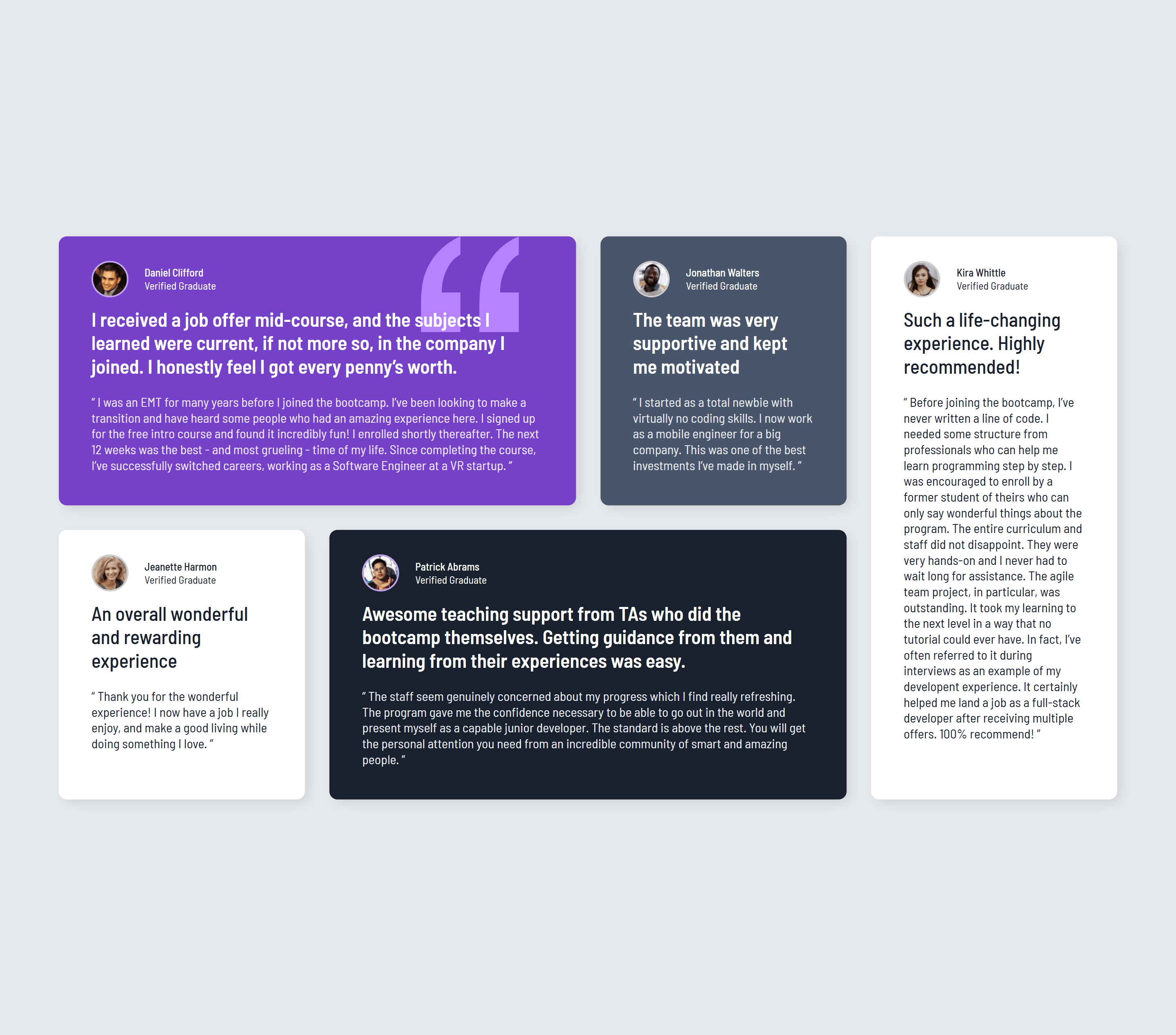 Grid Responsive Testimonials Layout
